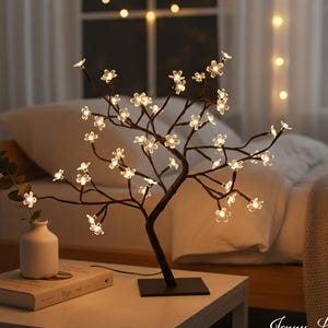 Crystal Cherry Blossom Tree Night Light | USB LED Table Lamp | Fairy Home Decor
