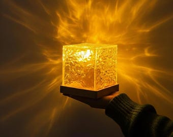 Veilleuse RGB Water Ripple : lampe LED cubique avec télécommande et batterie