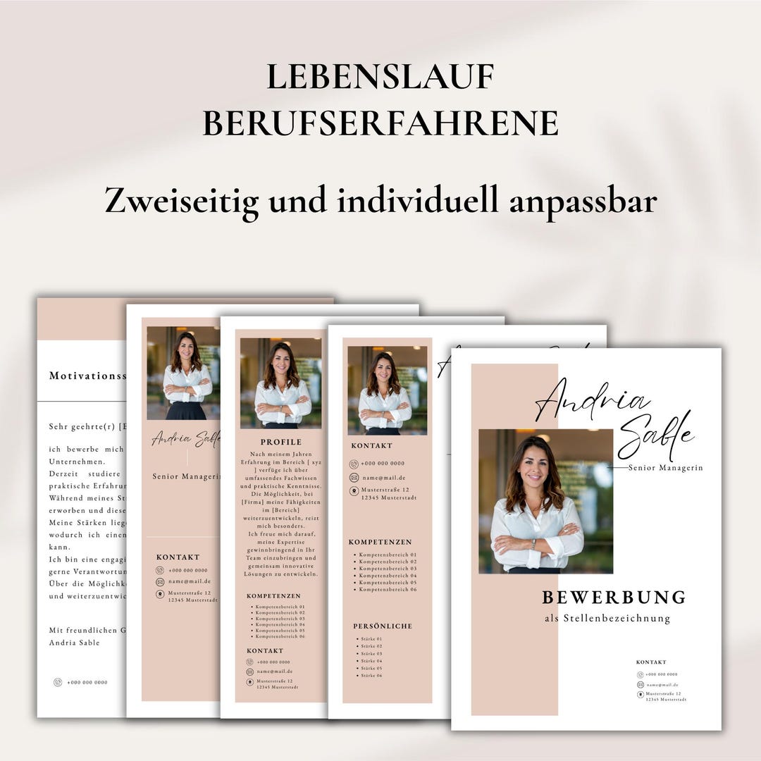 German Resume Template Canva, Editable Bewerbung Lebenslauf CV Cover ...