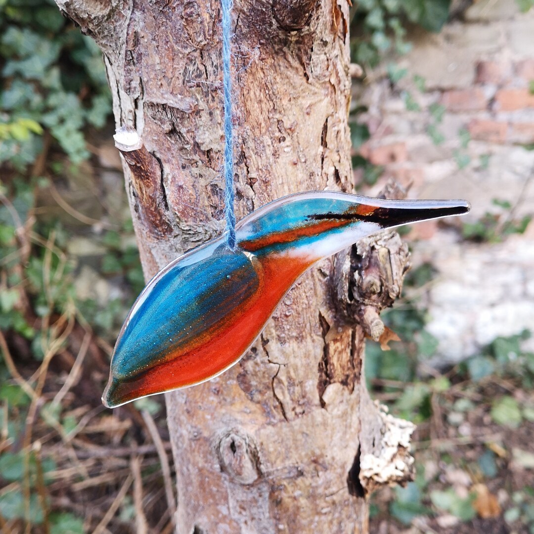 Fused Glass Bird Kingfisher Etsy