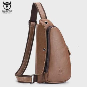 Bullcaptain Casual Men's Headphones Messenger Bag's Leather Bag For Men Chest Bags - Multiple Colors