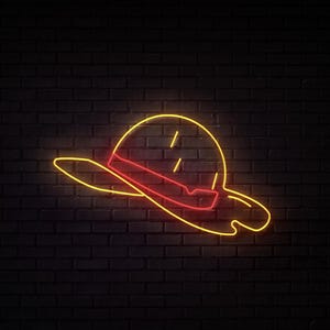Insegna al neon personalizzata a forma di cappello di paglia, dimensioni: da 12 a 100 pollici, colore: da definire su richiesta.