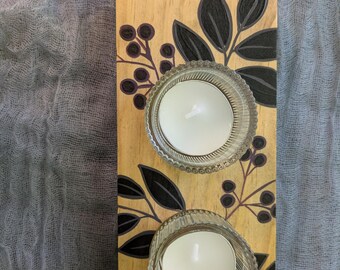 Hand painted tea light candle holder