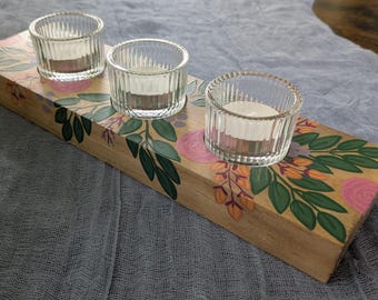 Hand painted tea light candle holder