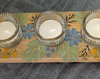 Hand painted tea light candle holder
