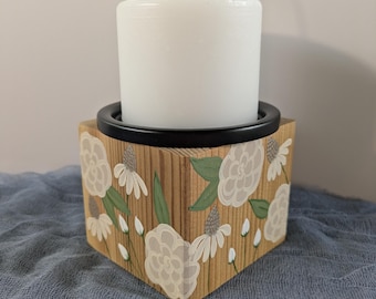 Hand painted pillar candle holder