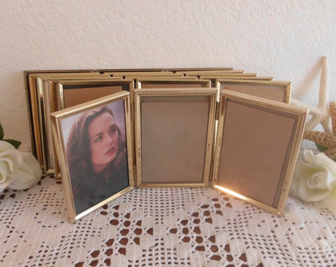 Vintage Gold Metal Folding Picture Frame Hinged Trio 3 3 X 4 - Etsy
