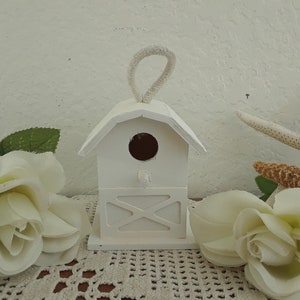 White Shabby Chic Barn Christmas Tree Ornament Country Farmhouse Romantic Cottage Home Decor Rustic Distressed Wedding Reception Decoration