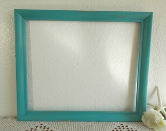 Teal Blue Picture Frame 14 x 17 Photo Decoration Upcycled Vintage Wood Beach Cottage Coastal Seaside Tropical Island Home Decor Gift Him Her