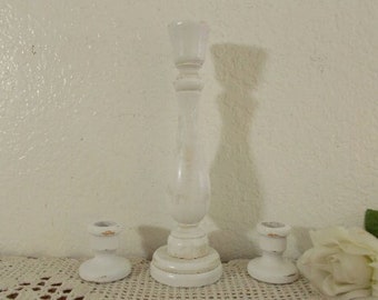 White Shabby Chic Unity Candle Holder Set Up Cycled Vintage Taper Collection Summer Wedding Reception Decoration Country Cottage Home Decor