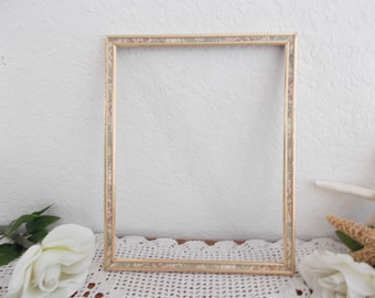 Vintage Gold Metal Picture Frame 8 x 10 Photo Decoration Mid Century Shabby Chic Cottage Country Farmhouse Home Decor Wedding Gift Him Her