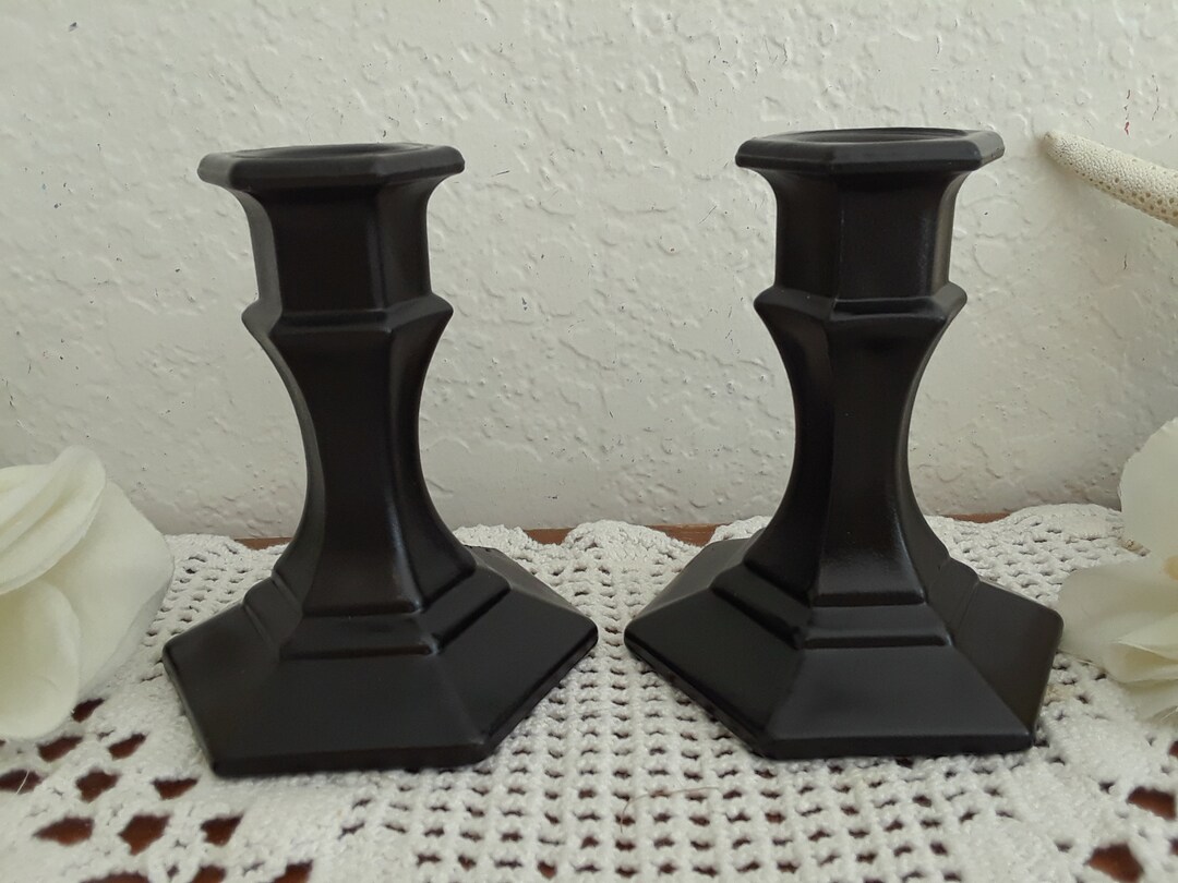 Black Taper Candle Holder Set Two Pair Candleholder Halloween Paris ...