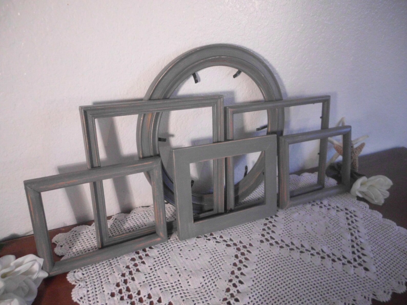 Gray Picture Frame Set Rustic Grey Shabby Chic Distressed Etsy
