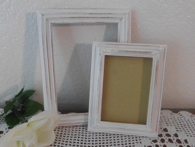 White Wedding Picture Frame Set Table Number Decoration Shabby Chic White Frame Set Shabby Chic Photo Picture Distressed Beach Cottage French Country Farmhouse Home Decor Southern