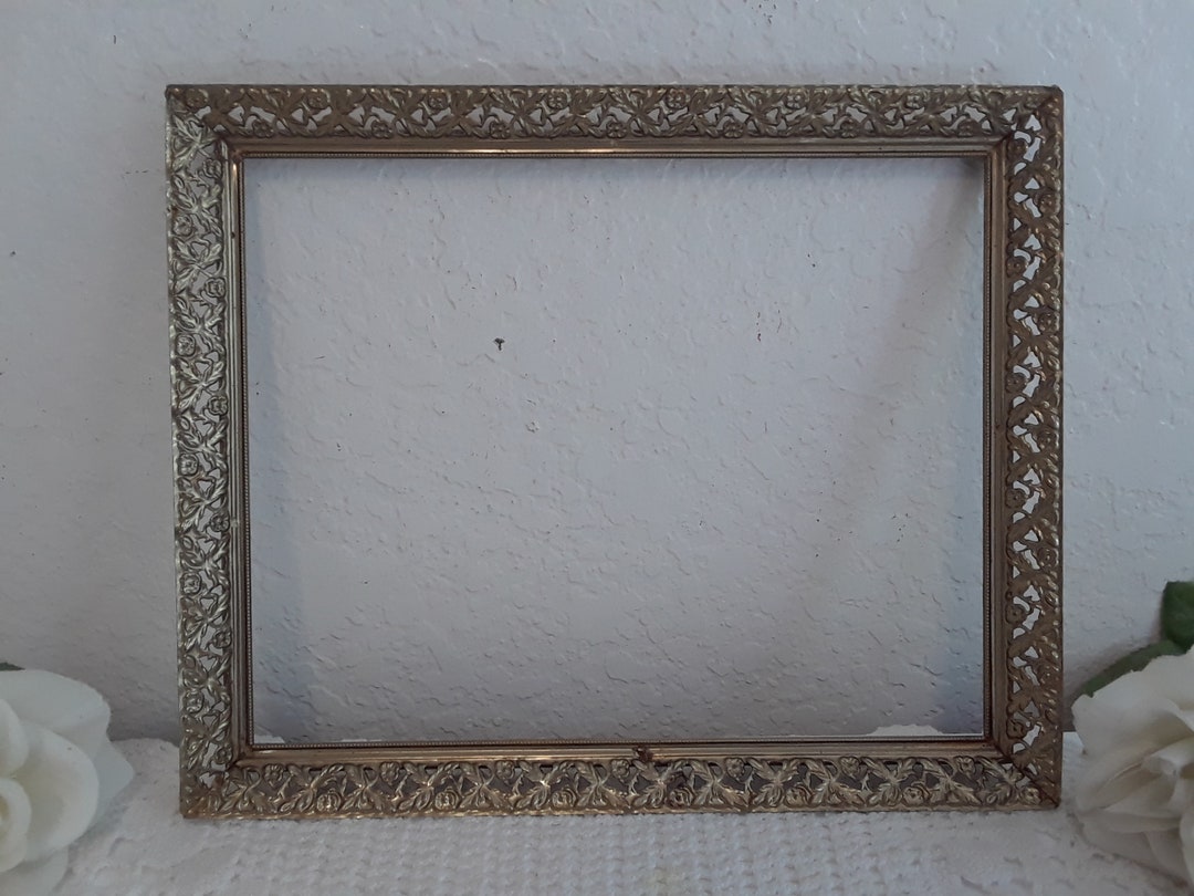 Vintage Ornate Gold Filigree Picture Frame 8 X 10 Photo Decoration Mid ...