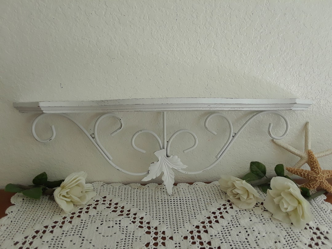 White Shabby Chic Wall Shelf up Cycled Vintage Rustic Etsy