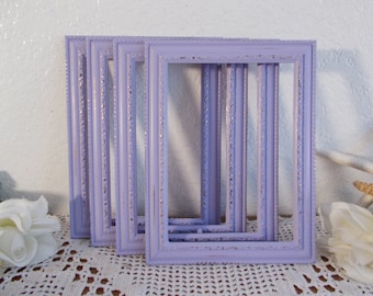 Lavender Purple Shabby Chic Picture Frame 4 x 6 Photo Decoration Spring Summer Wedding Reception Table Number Decor Country Cottage Home