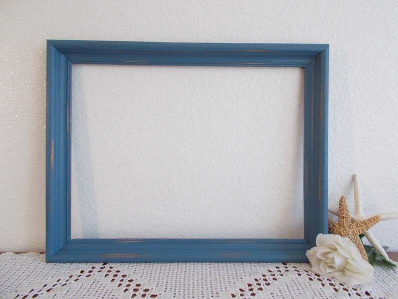 Blue Picture Frame 12 X 16 Photo Decoration up Cycled Vintage Etsy