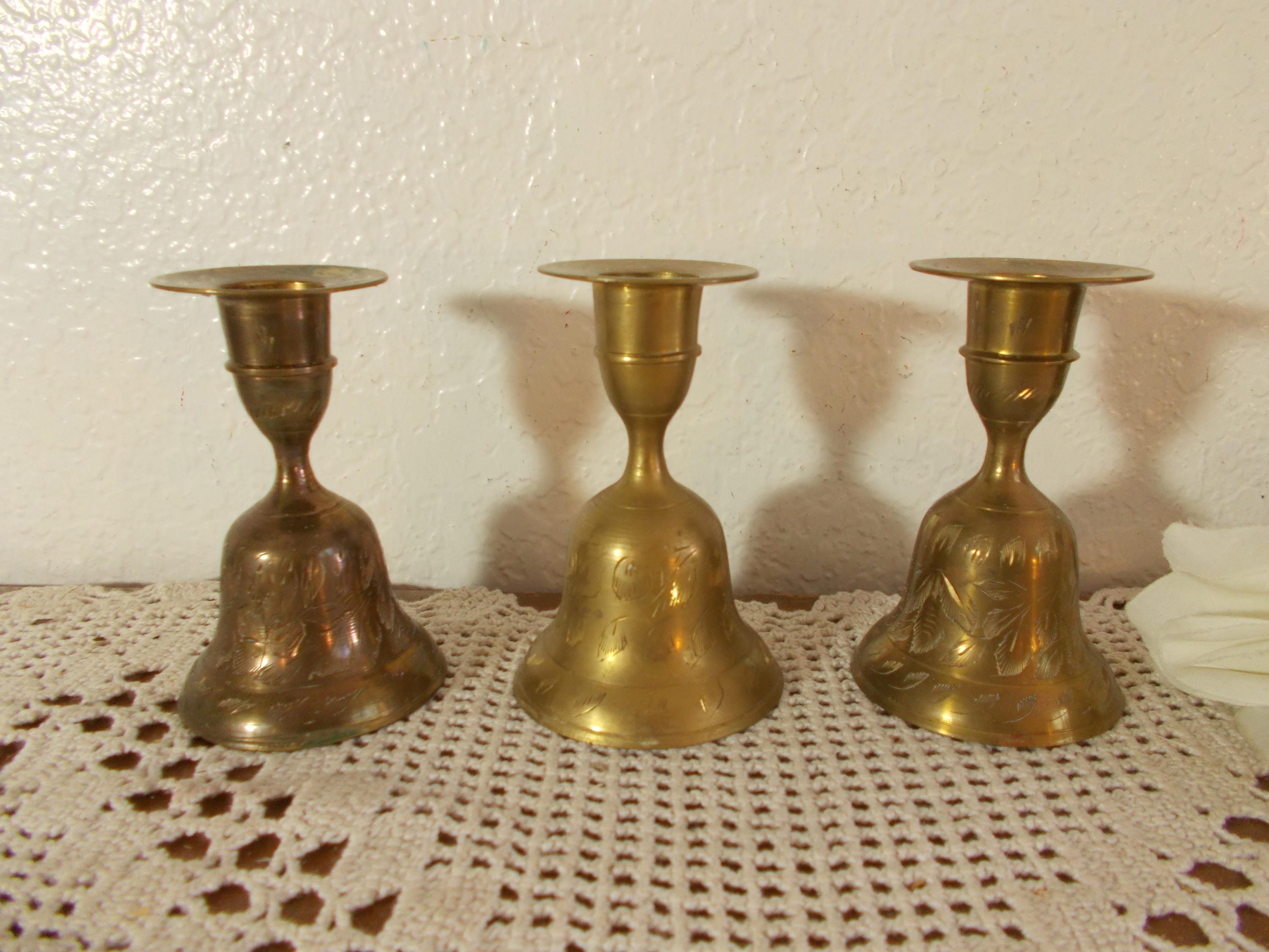 Vintage Wedding Unity Candle Holder Set Gold Brass Taper Etsy