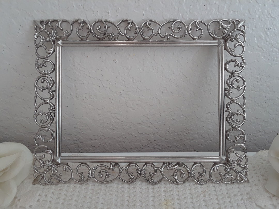 Vintage Scrolled Silver Metal Picture Frame 5 X 7 Photo Decoration ...