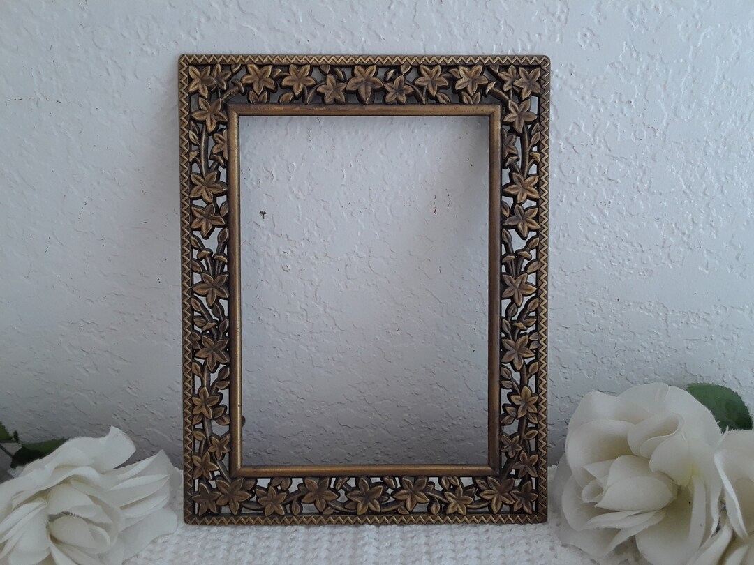 Ornate Vintage Gold Metal Picture Frame 5 X 7 Photo Decoration Mid ...