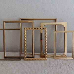 Vintage Gold Metal Picture Frame Set Photo Gallery Collection Mid Century Hollywood Regency Retro Shabby Chic Cottage Home Decor Wedding