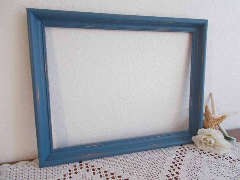 Blue Picture Frame 12 X 16 Photo Decoration up Cycled Vintage Etsy