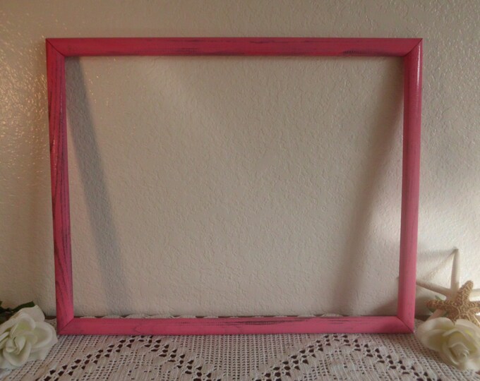 Large Pink Frame 16 X 20 Picture Photo Shabby Chic Distressed Etsy