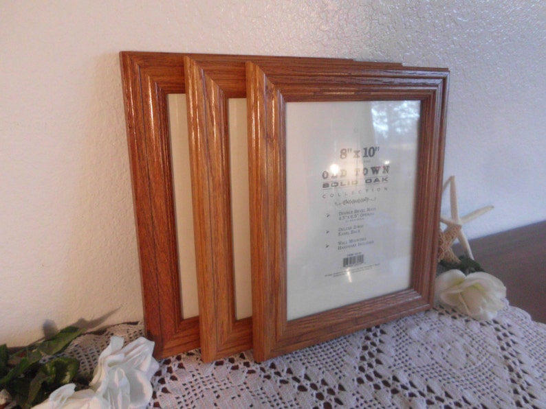 Vintage Wood Picture Frame 8 x 10 Solid Oak Wooden Photo Rustic Eco Friendly Mid Century Man Cave Home Decor Wedding Decoration Gift Him Her zdjęcie 2