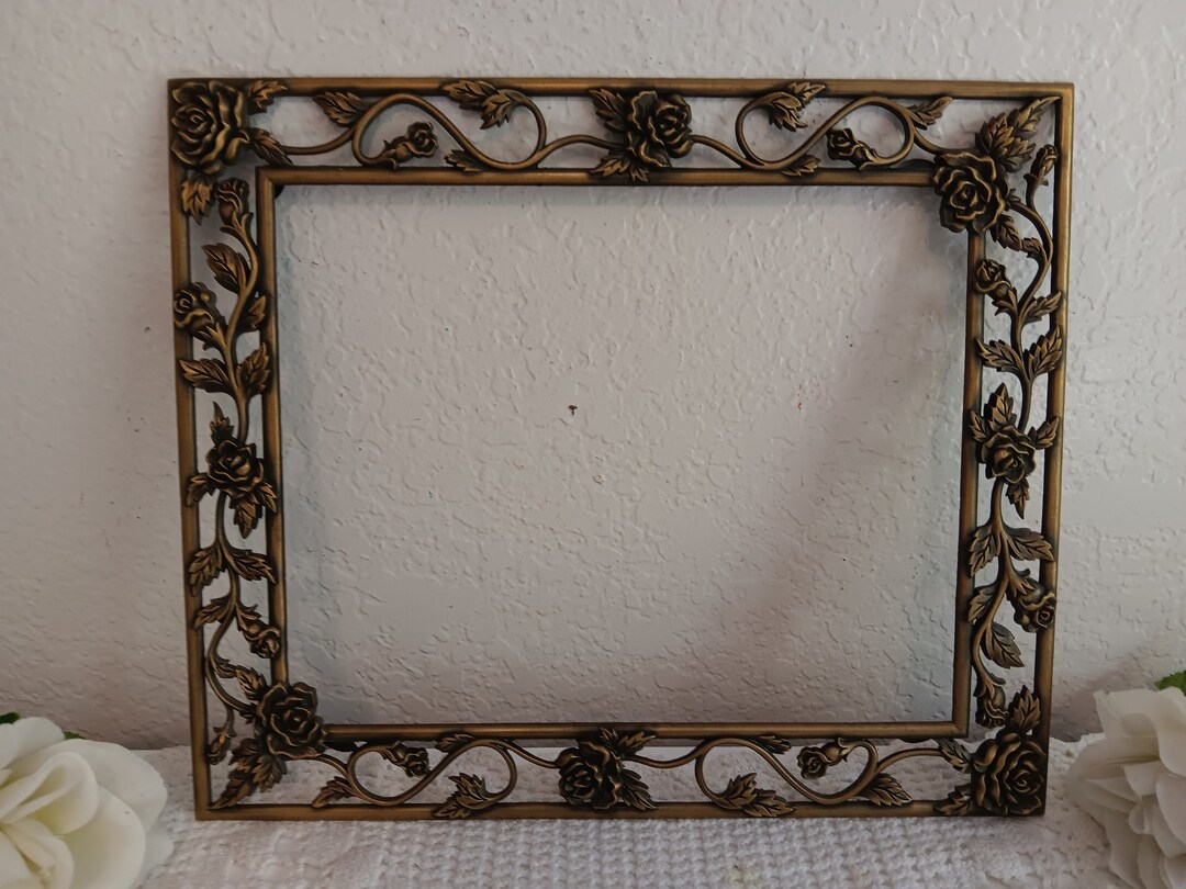 Ornate Vintage Gold Metal Rose Picture Frame 8 X 10 Photo Decoration ...