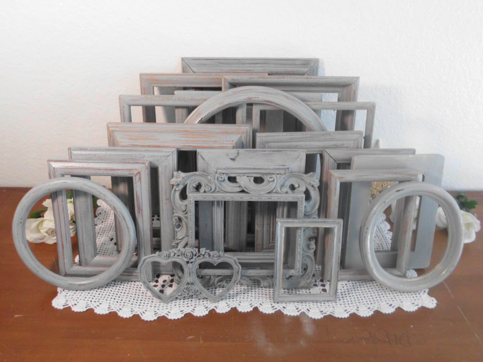 Gray Picture Frame Set Rustic Grey Photo Wall Gallery Etsy