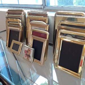 Vintage Gold Metal Picture Frame Set Photo Wall Gallery Collection Mid Century Hollywood Regency Retro Bungalow Home Restaurant Museum Decor image 6