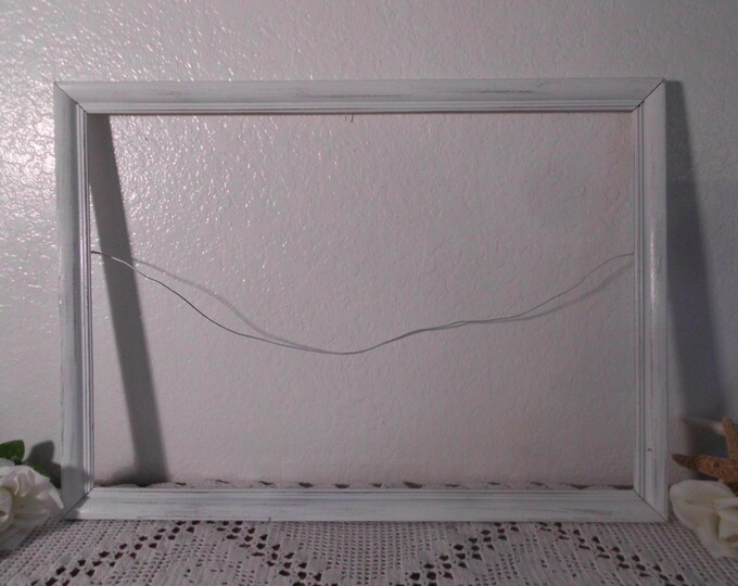 Large White Shabby Chic Wood Frame Picture Photo Rustic Distressed