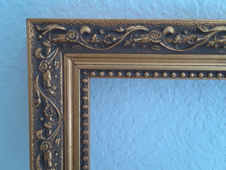 Large Ornate Gold Picture Frame 10.5 X 20 Carved Wood Photo Etsy