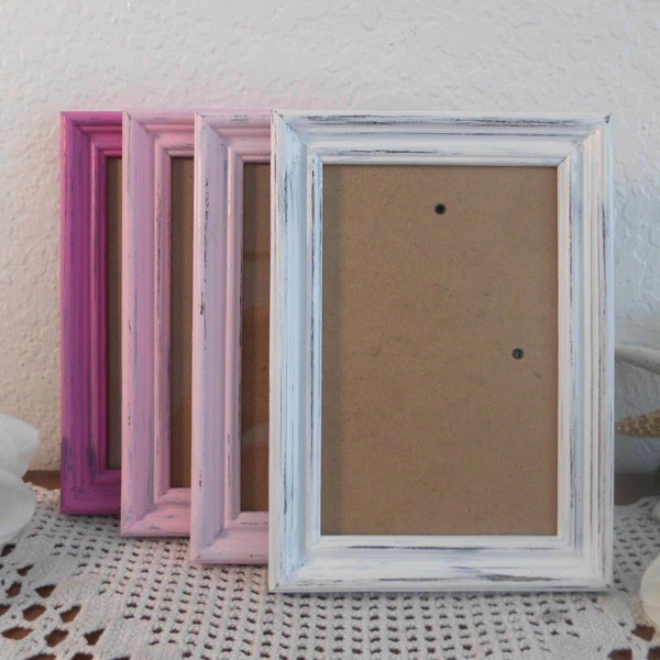 Pink Frame Rustic Shabby Chic Distressed Wood 4 x 6 Picture Photo Wedding Table Number Decoration Paris Home Decor Birthday Gift Her