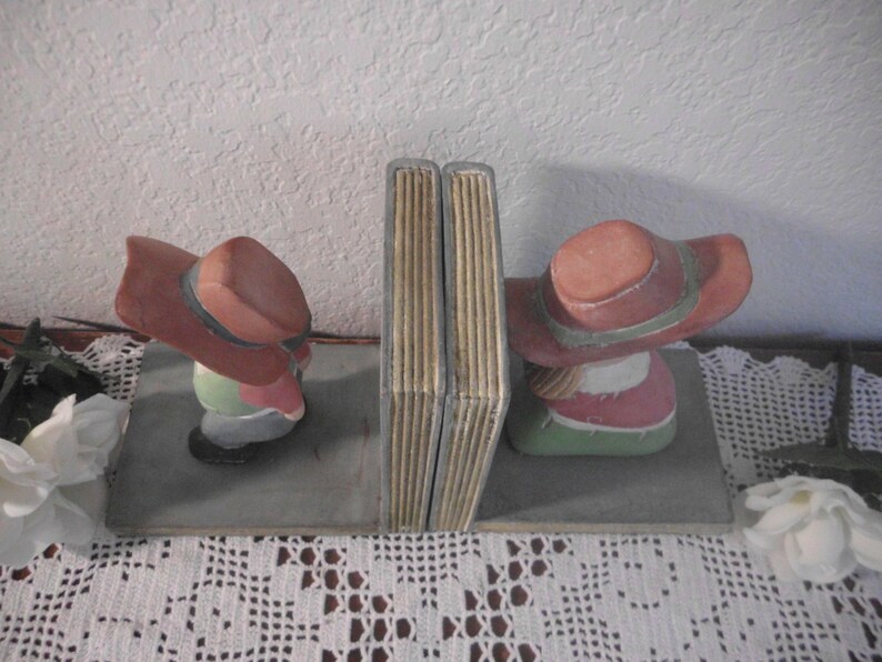 Vintage Childrens Bookend Set Boy Girl Rustic Pair of Two Door Etsy