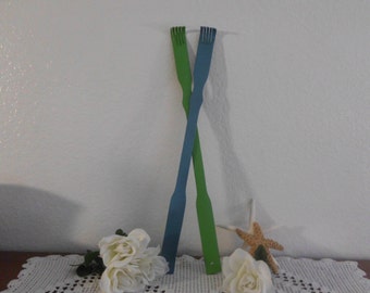 Bamboo Back Scratcher Lime Green Turquoise Blue Father's Day Birthday Gift For Him Dad Grandpa Rustic Shabby Chic Distressed