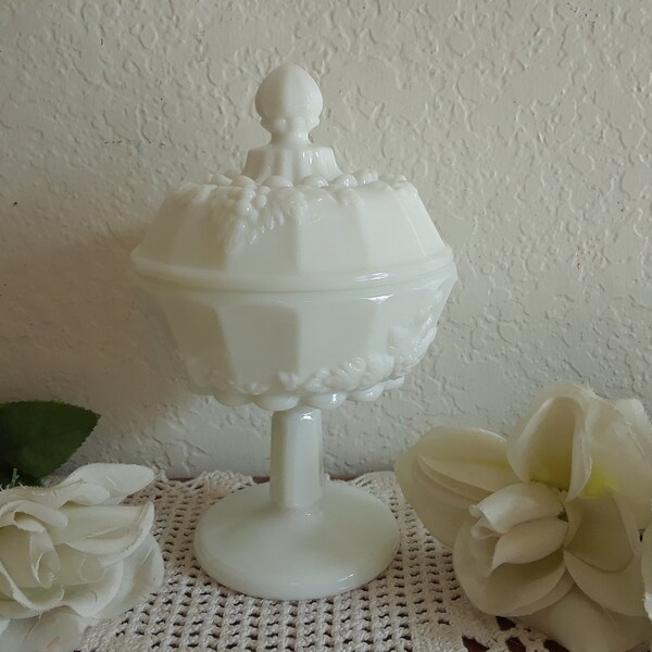 Milk Glass Candy Dish Etsy