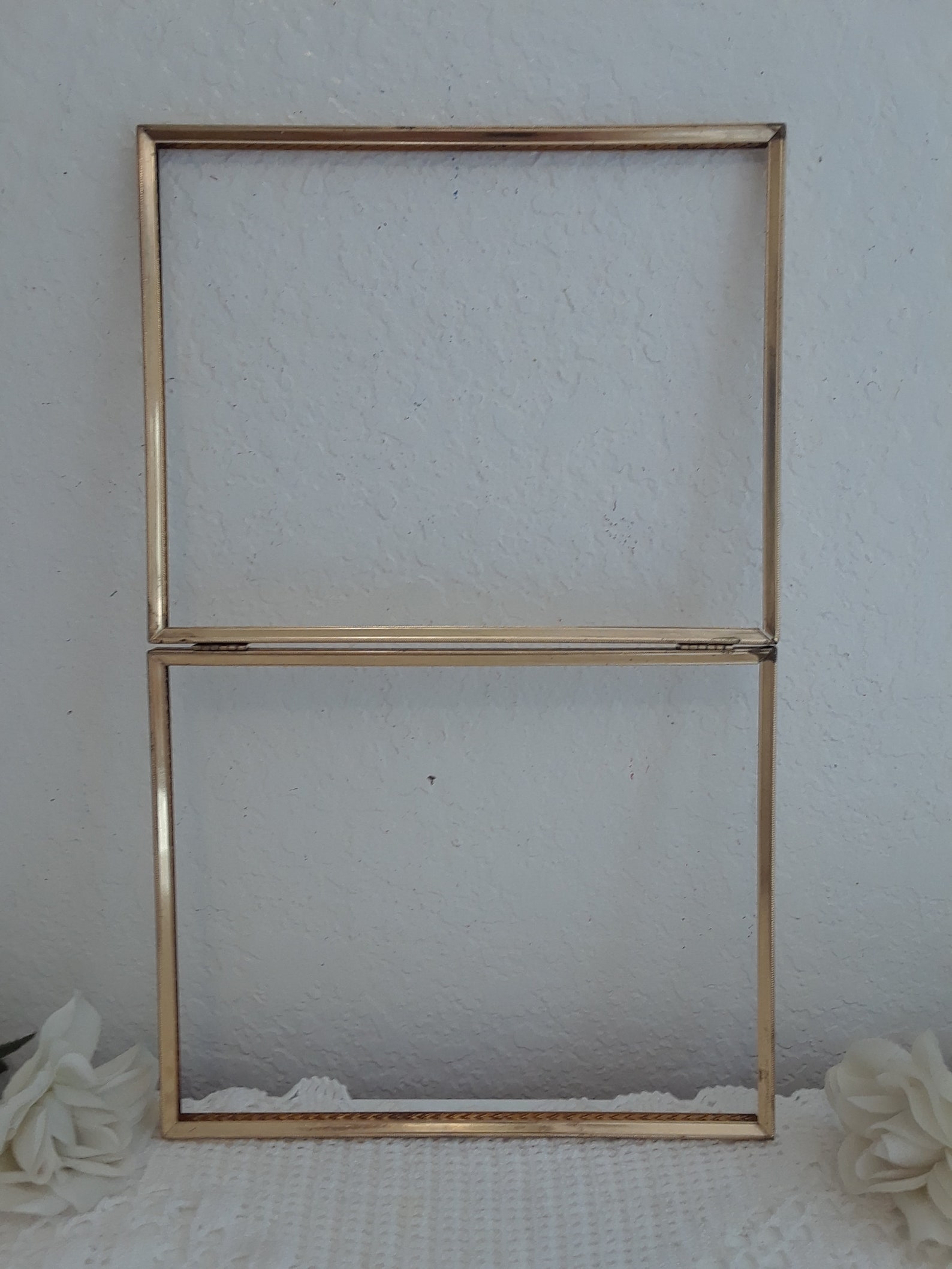 Vintage Double Hinged Gold Brass Picture Frame 8 X 10 Folding Photo ...