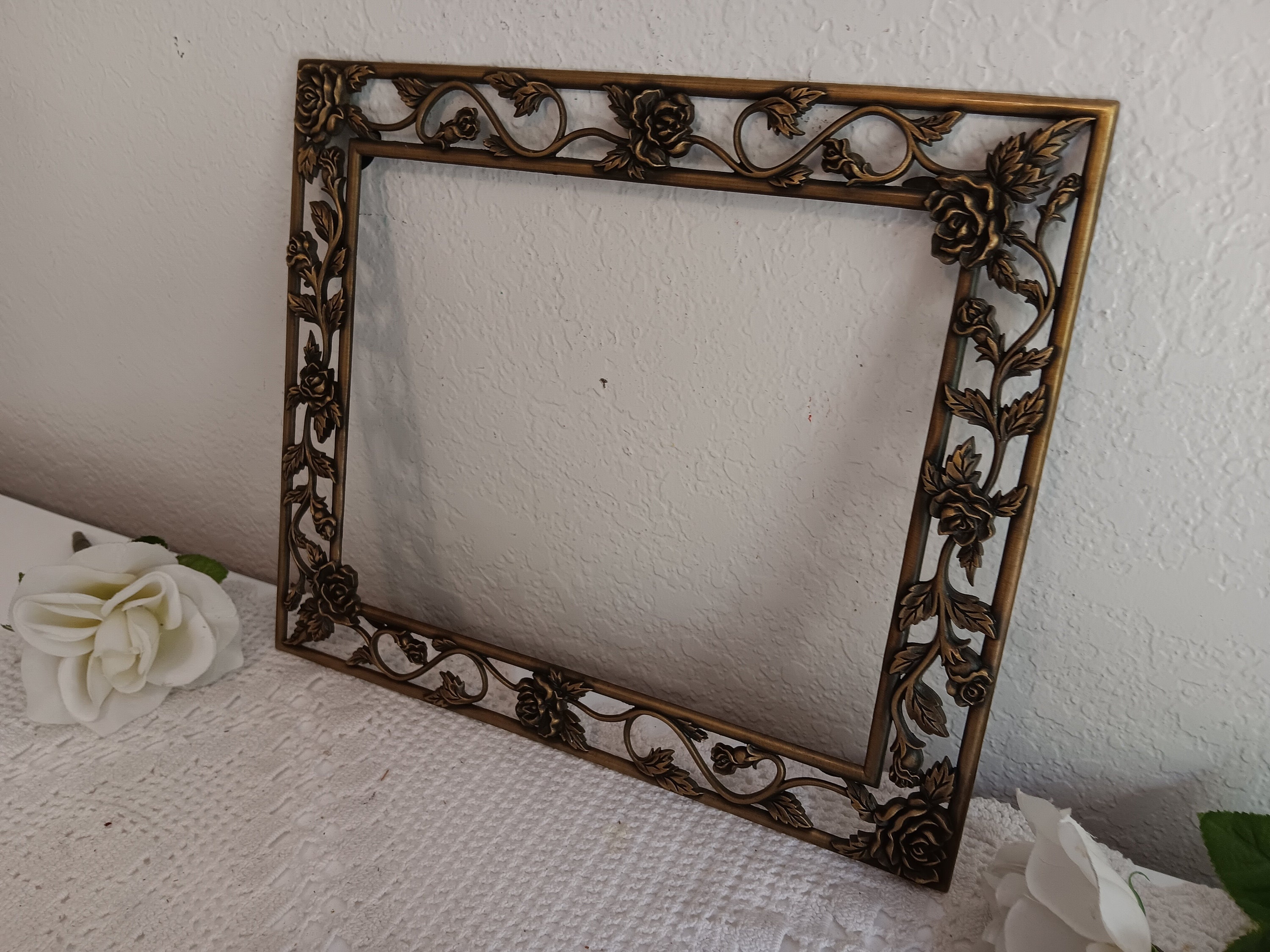 Ornate Vintage Gold Metal Rose Picture Frame 8 X 10 Photo Decoration ...