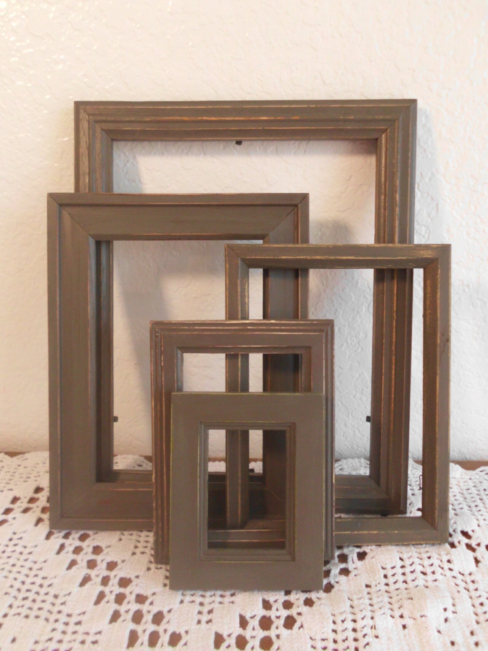 Gray Picture Frame Set Rustic Grey Shabby Chic Distressed Etsy