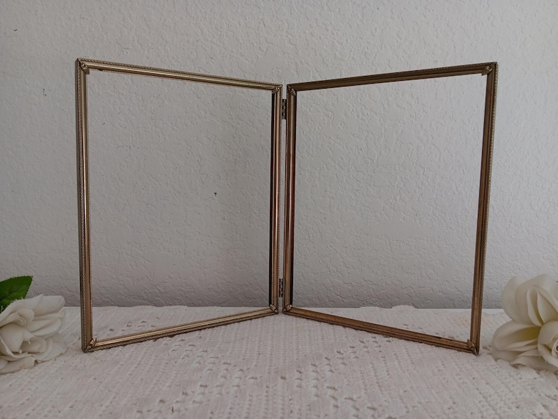 Vintage Ornate Hinged Gold Metal Picture Frame 2 - 8 X 10 Photo ...