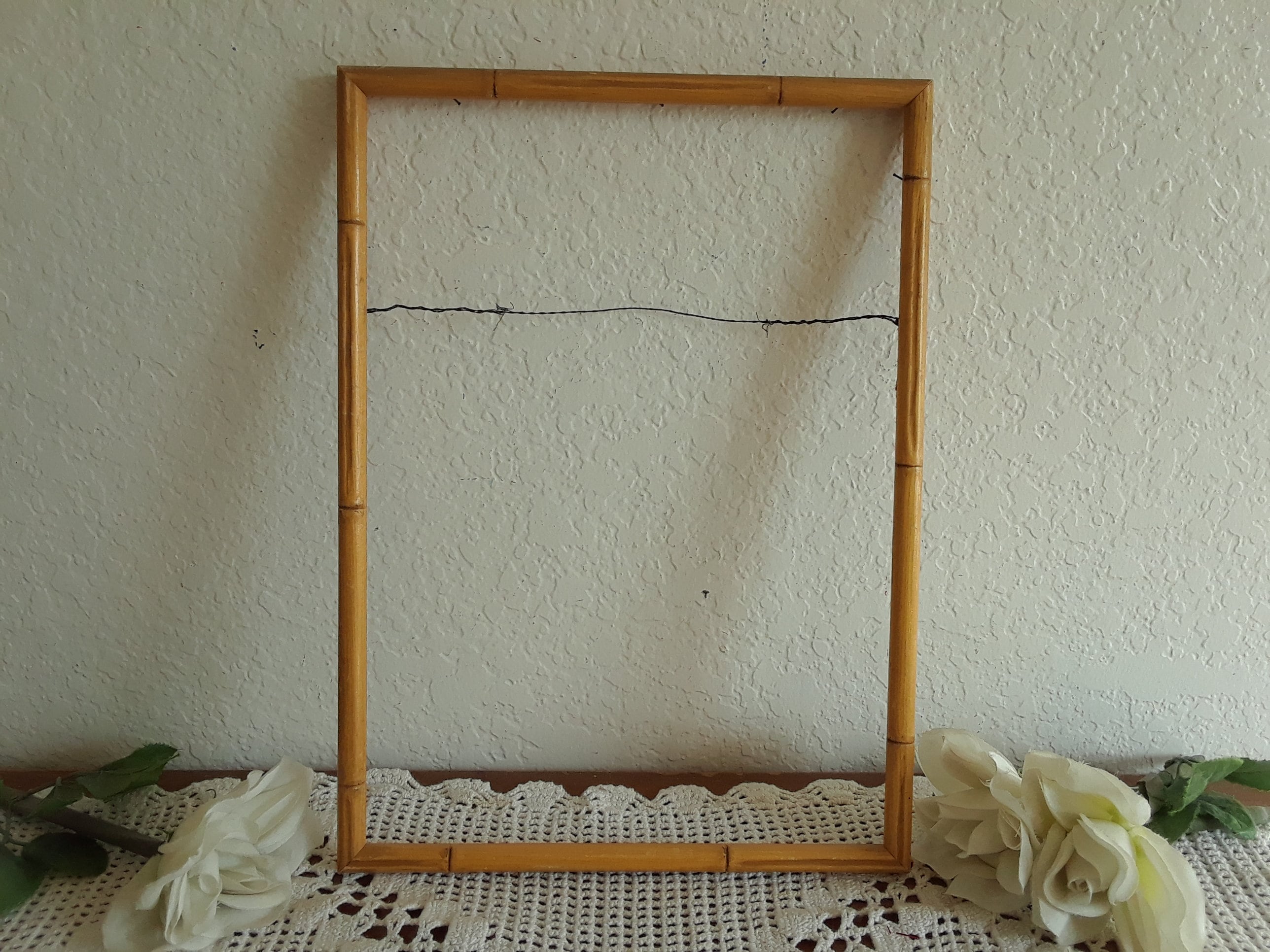 Vintage Bamboo Picture Frame 9.5 x 13 Photo Decoration Mid Etsy