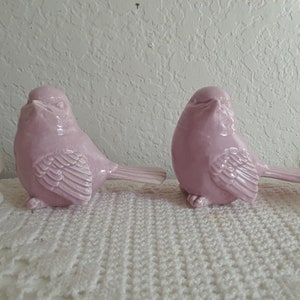 Love Bird Wedding Cake Topper Set Light Blush Pink Ceramic Figurines Romantic Two Pair Spring or Summer Reception Table Decoration Gift Her