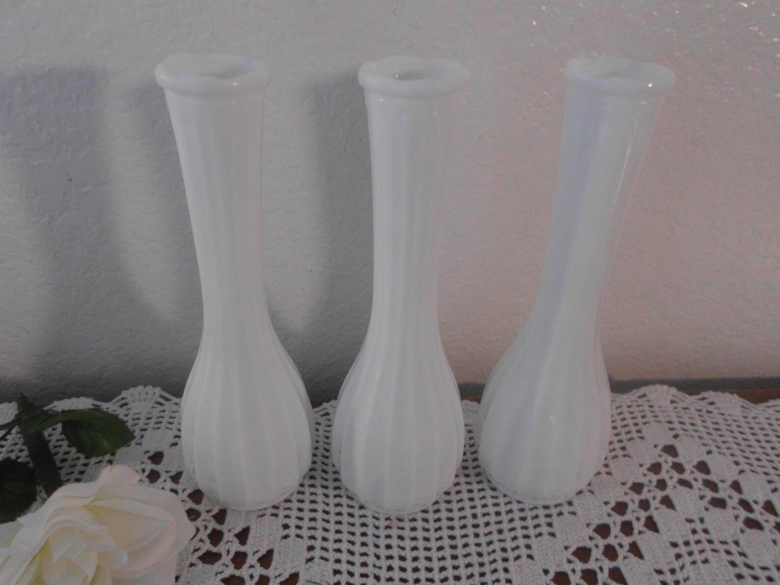 Vintage White Milk Glass Vases Wedding Instant Collection Set Etsy