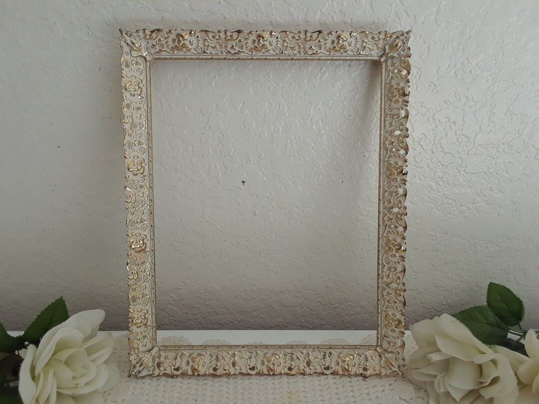 Vintage Ornate Gold & White Picture Frame 8 X 10 Photo Decoration Mid ...