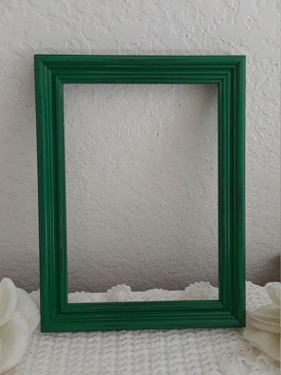 Green Picture Frame Rustic Shabby Chic Distressed Wood 5x7 or 4x6 Photo Decoration English Garden Botanical Hunter Den Irish Pub Home Decor Etsy