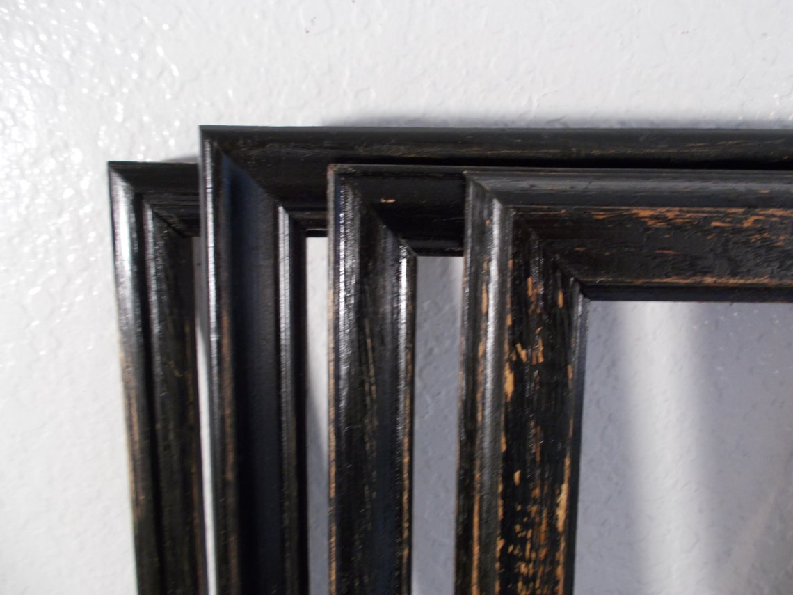 Black Wood Picture Frame 11 x 14 Up Cycled Vintage Rustic Etsy