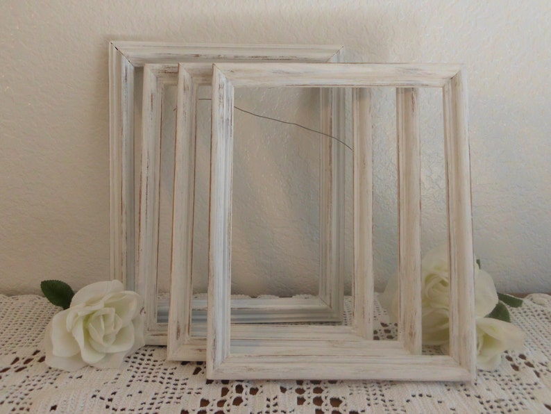 Distressed White Frame Rustic 8 X 10 Shabby Chic Wedding Decor Etsy