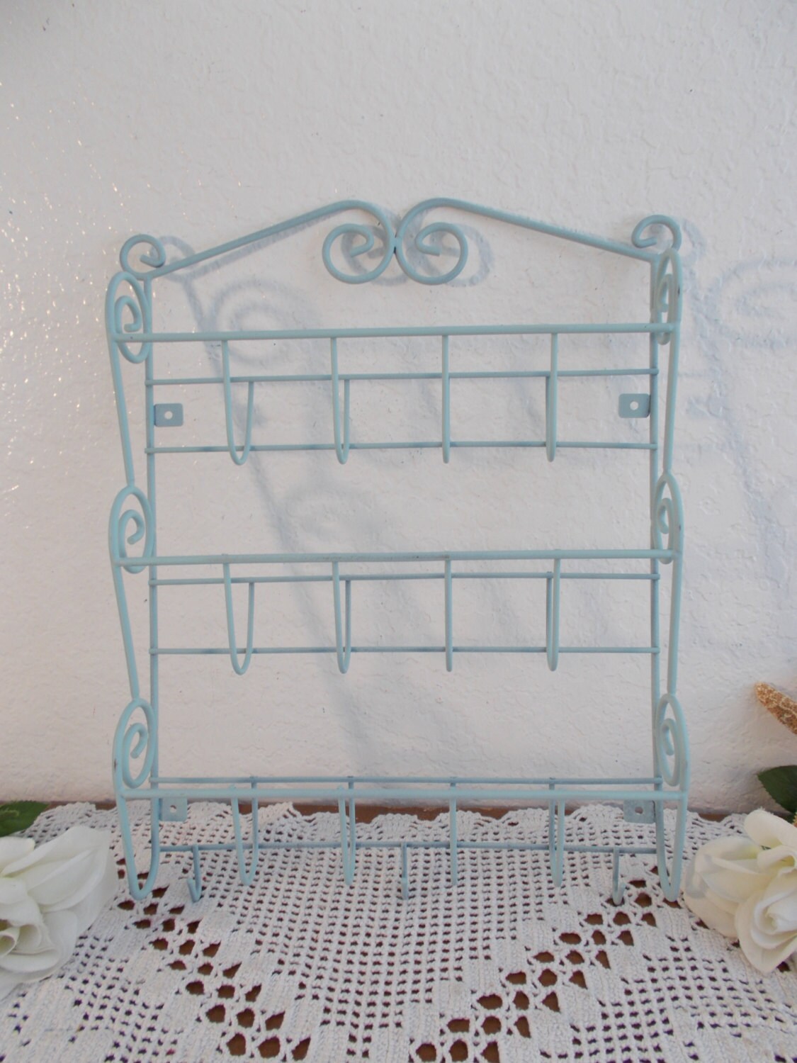 Light Mint Blue Green Mail Sorter Letter Wall Key Rack Storage Etsy
